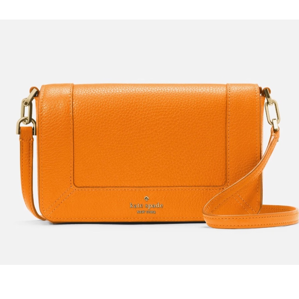 New Kate Spade Lena Mini Flap Crossbody Pebble Leather Zinnia
